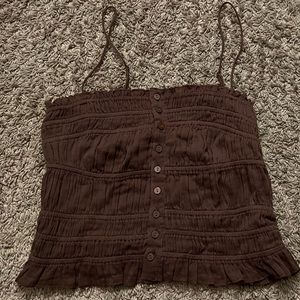 Brown tank top with buttons